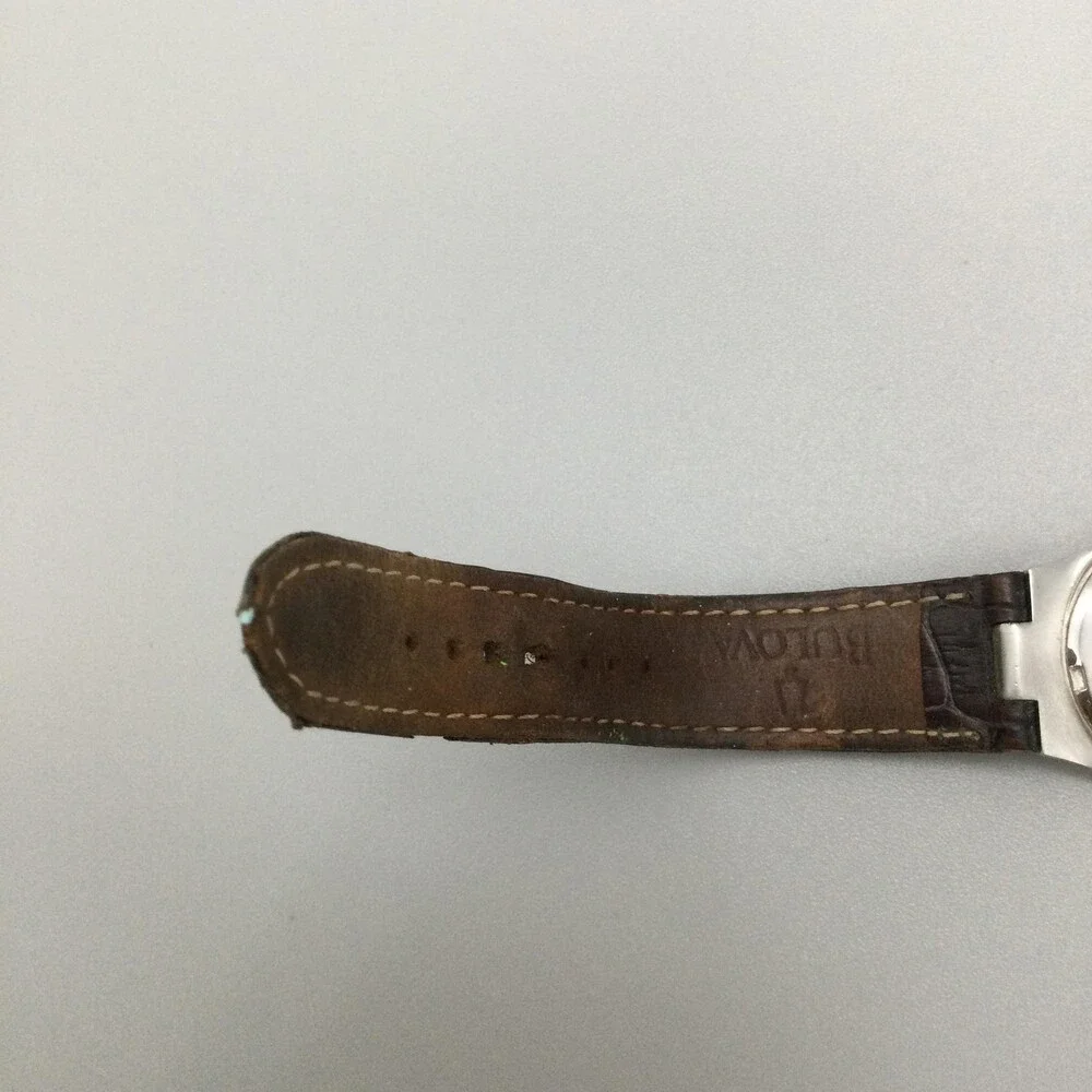 Bulova Marine Star Womens Watch 30mm Brown Leather 98R93 NOT RUNNING FOR PARTS
